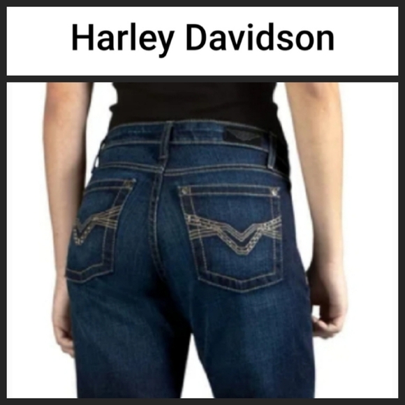 Harley-Davidson Denim - NEW! HARLEY DAVIDSON Embellished Pocket Mid-Rise Bootcut Jeans 6R.